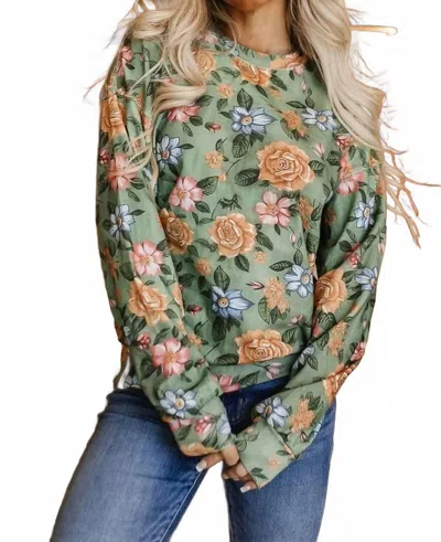 Ampersand Ave Enchanted Cottage University Pullover Sweatshirt In Green