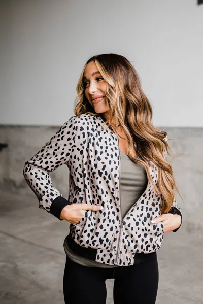 Ampersand Ave Essential Bomber Jacket In Dusty Cheetah In Multi