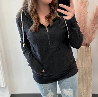 Ampersand Ave Fleece Halfzip Sweatshirt In Black