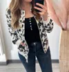 Ampersand Ave Floral Bomber Jacket In White, Black In Multi