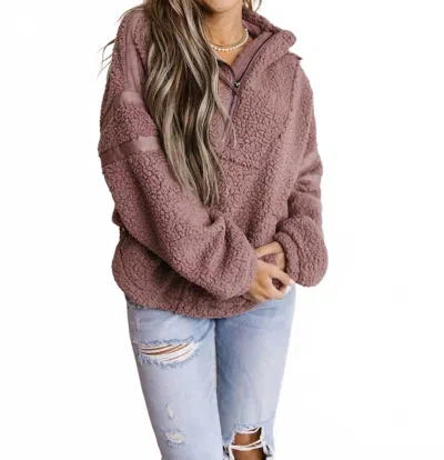Ampersand Ave Fluffy Pullover Sweater In Mauve In Black