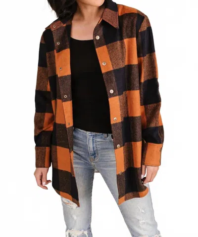 Ampersand Ave Frankie Plaid Shacket In Navy Blue Orange In Transparent