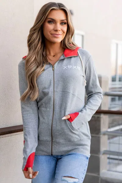 Ampersand Ave Fullzip Sweatshirt In Hugs And Kisses In Blue