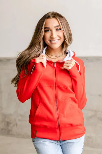 Ampersand Ave Fullzip Sweatshirt In Made In The Usa In Red