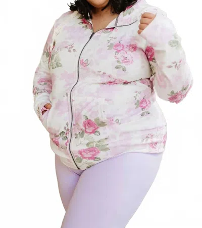 Ampersand Ave Fullzip Sweatshirt In Roses And Dreams In White