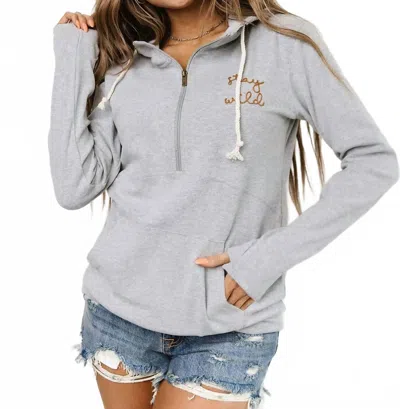 Ampersand Ave Halfzip Hoodie In Stay Wild In Gray