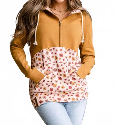Ampersand Ave Halfzip Hoodie In Sucker For You In Brown