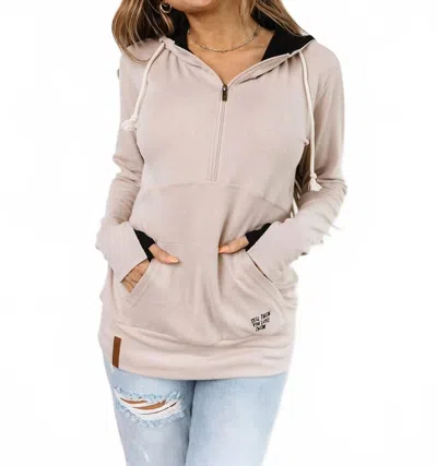 Ampersand Ave Halfzip Hoodie In Tell Them You Love Them In Neutral