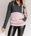 Ampersand Ave Halfzip Sweatshirt In Ballet Slippers In Multi