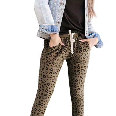Ampersand Ave Jogger Leopard In Olive In Brown