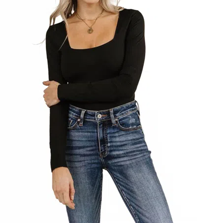 Ampersand Ave Long Sleeve Bodysuit In Black