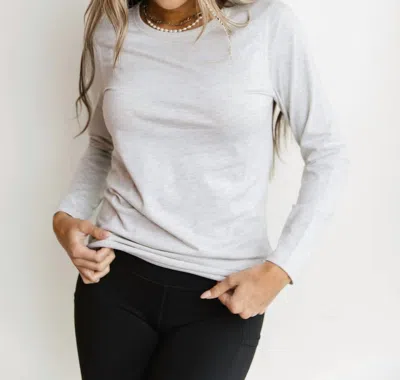 Ampersand Ave Lulu Long Sleeve Crew Neck Top In Heather Grey