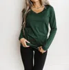Ampersand Ave Lulu Long Sleeve V-neck Top In Green In Green