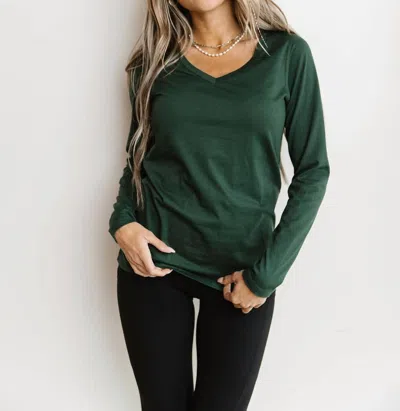 Ampersand Ave Lulu Long Sleeve V-neck Top In Green