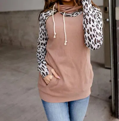 Ampersand Ave Meow Double Hoodie In Mocha In Brown