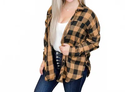Ampersand Ave Nightly Way Flannel Plaid Shirt In Mocha In Multi