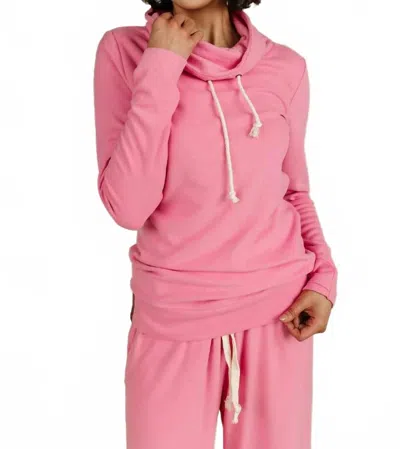Ampersand Ave Performance Fleece Cowlneck Sweatshirt In Pink Tulip