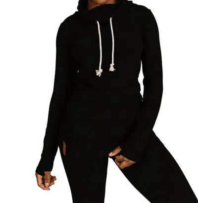 Ampersand Ave Performance Fleece Cowlneck Sweatshirt In Poppy Seed In Black