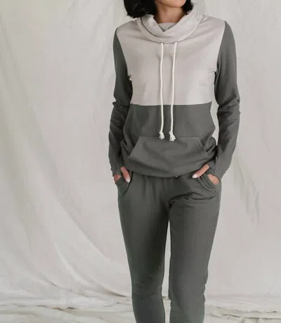 Ampersand Ave Performance Fleece Cowlneck Sweatshirt In Wanderlust In Green