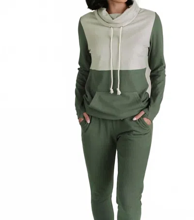 Ampersand Ave Performance Fleece Cowlneck Sweatshirt In Wanderlust In Green