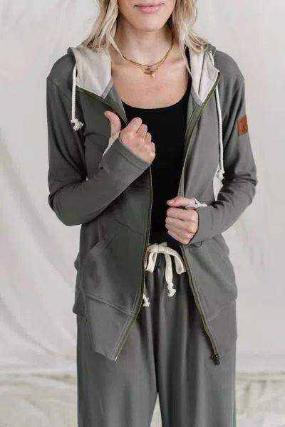 Ampersand Ave Performance Fleece Fullzip Sweatshirt In Wanderlust In Gray