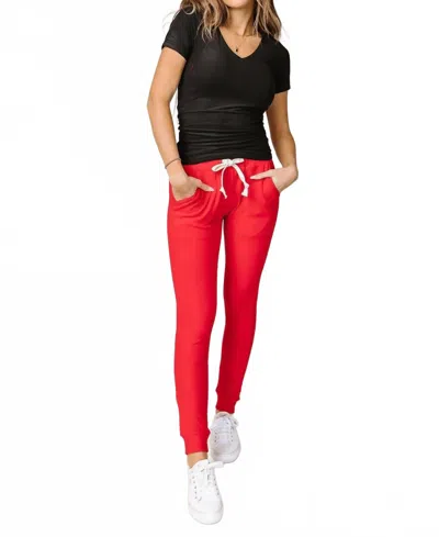 Ampersand Ave Performance Fleece Joggers In Candy Apple In Red