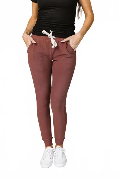Ampersand Ave Performance Fleece Joggers In Mahogany In Brown