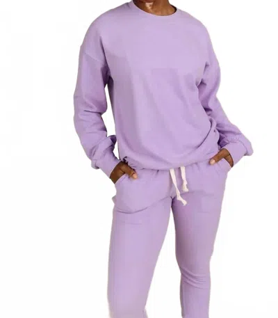 Ampersand Ave Performance Fleece University Pullover Sweater In Wisteria In Purple