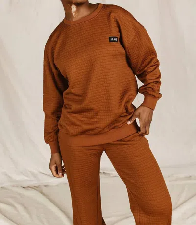 Ampersand Ave Quilted Pullover Sweater In Copper In Brown