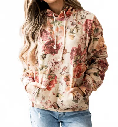 Ampersand Ave Roses Are Red University Hoodie In Red /green /beige In Multi