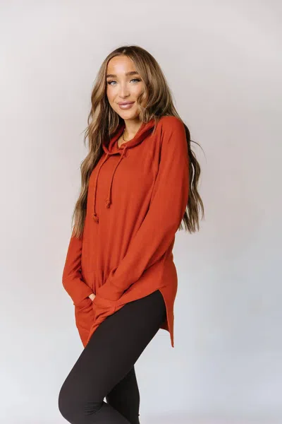 Ampersand Ave Side Slit Hoodie In Blazing Autumn In Red