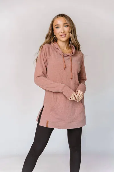 Ampersand Ave Side Slit Hoodie In Burnt Sienna In Brown