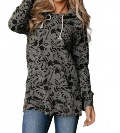 Ampersand Ave Side Slit Hoodie In Make Your Move In Gray