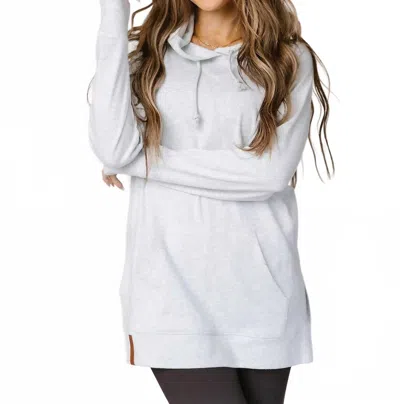 Ampersand Ave Side Slit Hoodie In White Mist