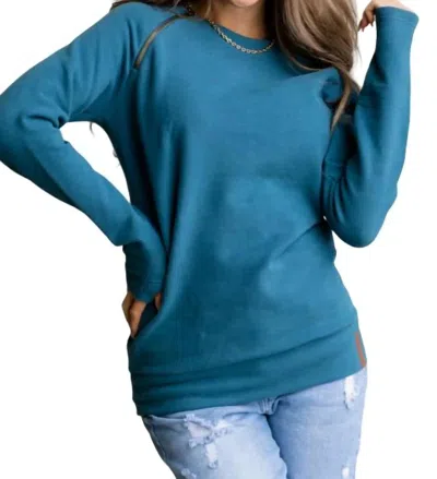 Ampersand Ave Side Zip Pullover Sweatshirt In Blue Jay