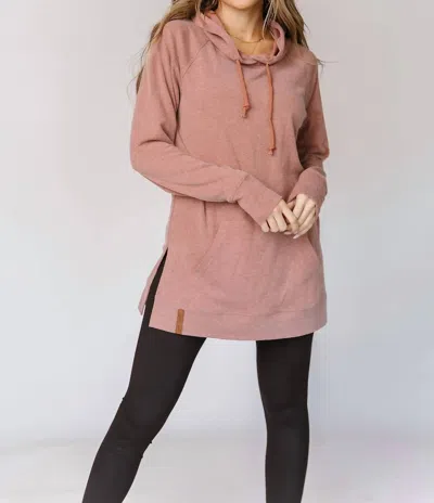 Ampersand Ave Sideslit Hoodie In Burnt Sienna In Pink