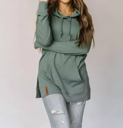 Ampersand Ave Sideslit Hoodie In Chive In Green