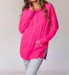 Ampersand Ave Sideslit Hoodie In Hot Pink In Pink