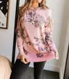 Ampersand Ave Smell The Roses Sideslit Hoodie In Pink