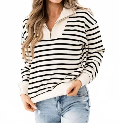 Ampersand Ave Stripe Zip Sweater In Risk Taker In Multi