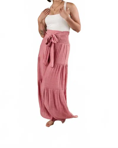 Ampersand Ave Tiered Boho Pants In Pink In Animal Print