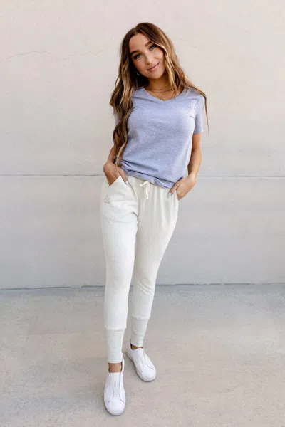 Ampersand Ave Triple Stretch Jogger Pants In Oatmeal In White