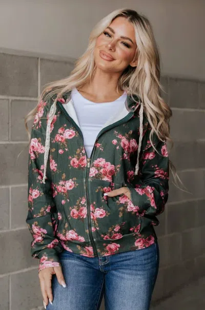 Ampersand Ave University Full Zip Sweatshirt In My Sweater Half In Green