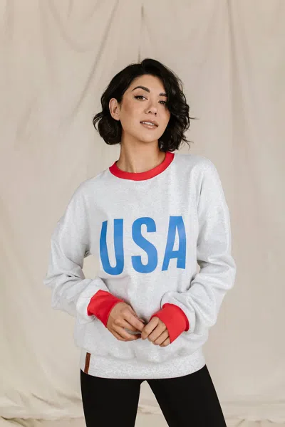 Ampersand Ave University Pullover Sweater In Home Of The Brave In White