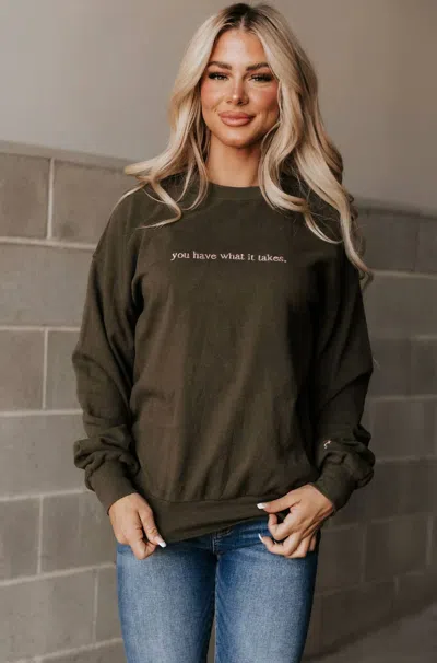 Ampersand Ave University Pullover Sweatshirt In What It Takes In Green
