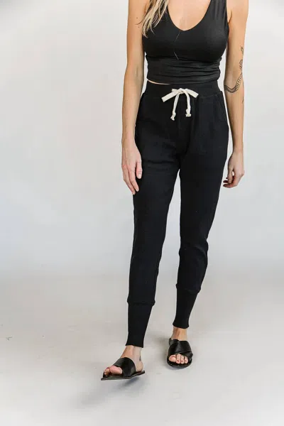 Ampersand Ave Waffle Knit Jogger In Black Jack