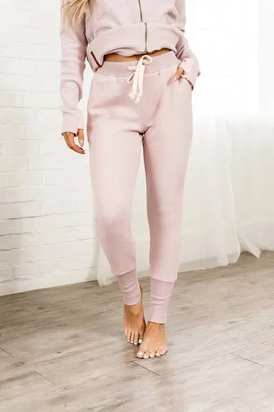 Ampersand Ave Waffle Knit Jogger In Blush In Pink
