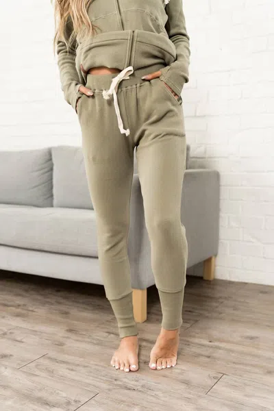 Ampersand Ave Waffle Knit Jogger In Willow In Green