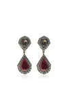 Amrapali 14k Yellow Gold And Silver Ruby And Diamond Earrings In Multi