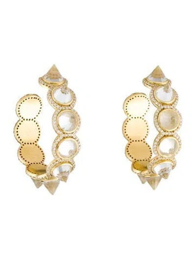 Pre-owned Amrapali 18k 1.33ctw Diamond & Topaz Spiked Hoop Earrings In Multi